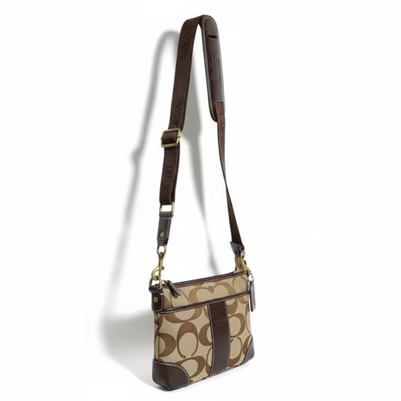 Coach Signature Jacquard Crossbody Bag – Brown - Picture 1 of 2